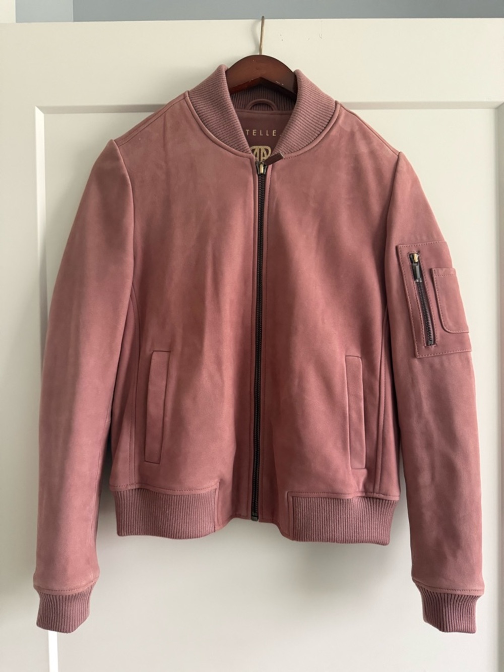 Suede Bomber Jacket in Dusty Rose - Women's